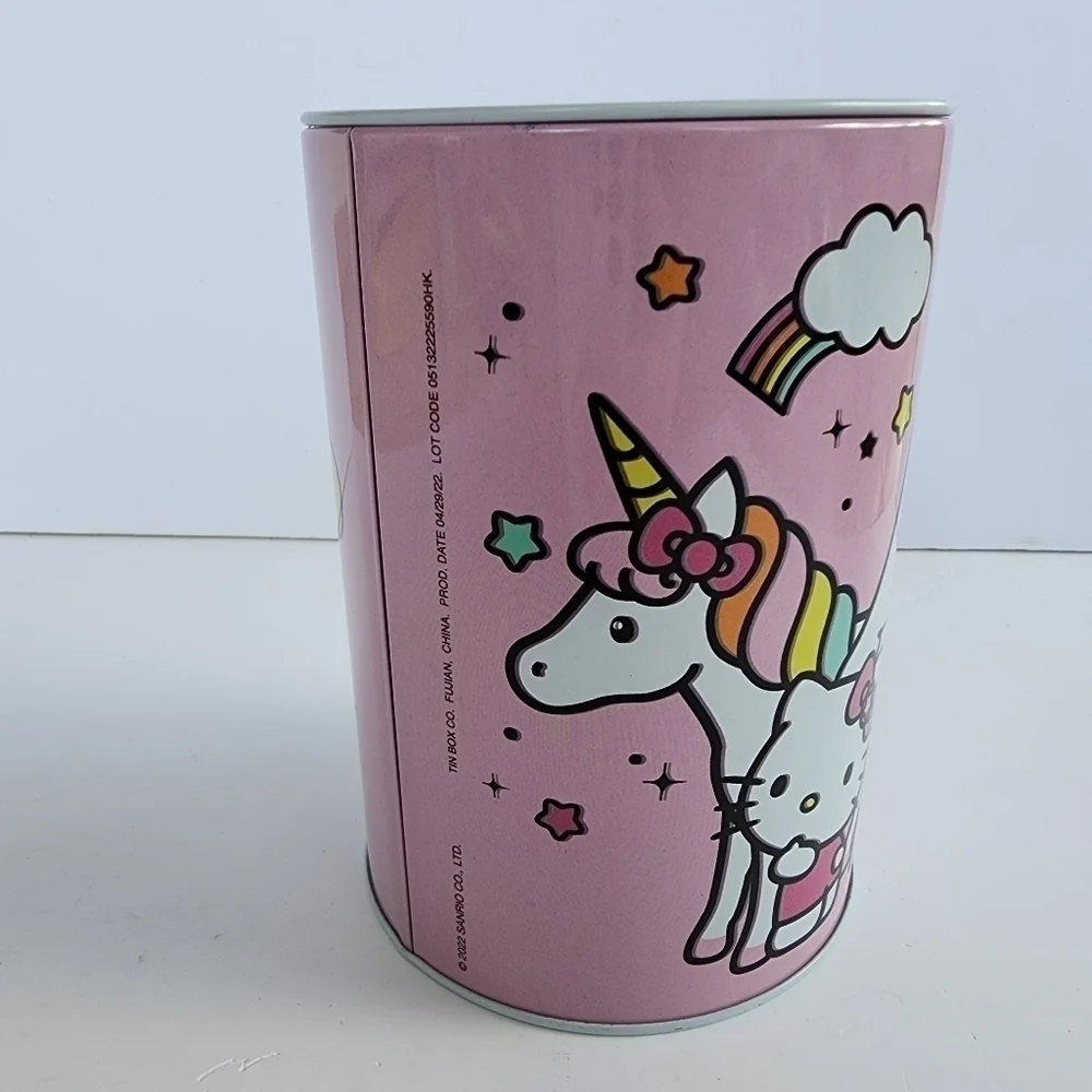 NEW Hello Kitty Sanrio Pink Unicorn Tin Can Coin Bank